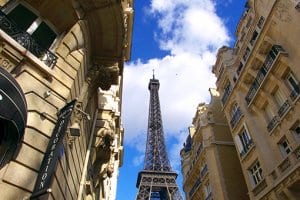 Paris Street with Eiffel Tower