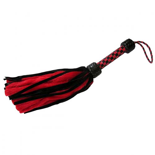 Suede and Fluff Mini Flogger Red and Black