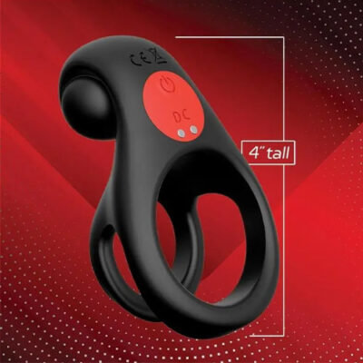 Red Dot Silicone Rechargeable Vibrating Cock Ring with Controller V2